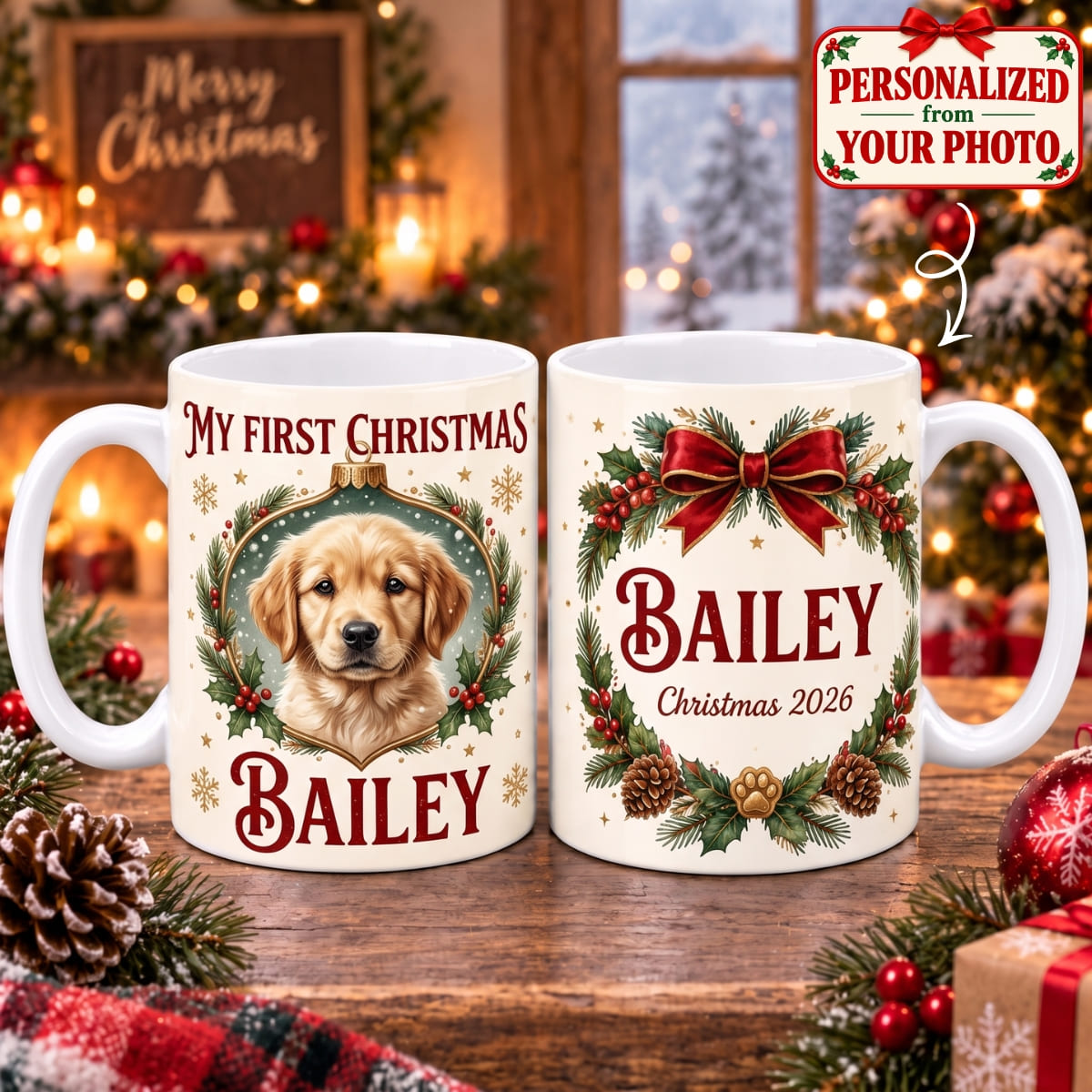 Personalized Pet My First Christmas Mug - Custom Photo & Name | Christmas Gift | MUG01 Pets