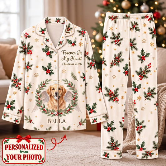 Personalized Pet Forever In My Heart Long Pajama Set - Custom Photo & Name | Christmas Gift | PYM01 Pets