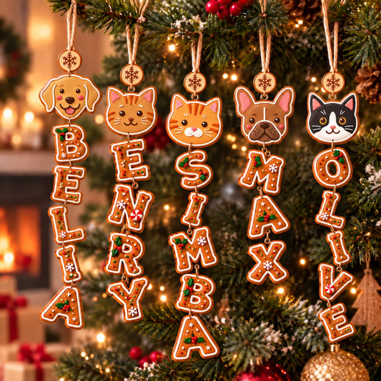 (Made In The USA) Personalized Pet Our Fur Family Vertical Drop Acrylic Ornament - Custom Photo & Name | Christmas Gift | ONM03 Pets