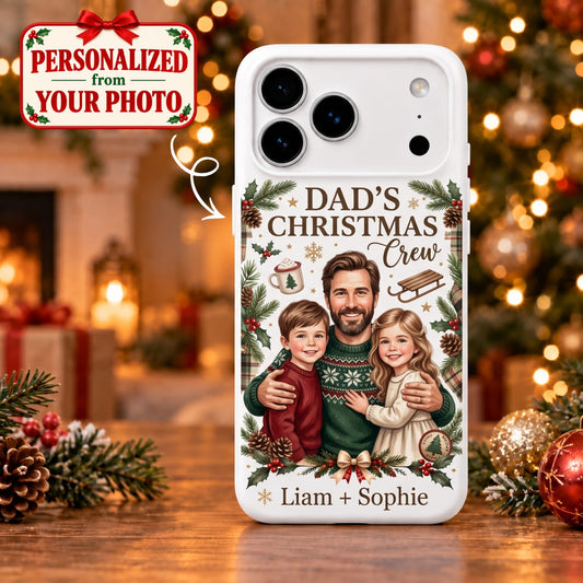 Personalized Dad's Christmas Crew iPhone Case - Custom Photo & Name | Christmas Gift | PHC01 Family