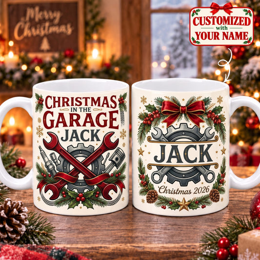 Personalized Christmas In The Garage Mug - Custom Name | Christmas Gift | MUG01 Occupations