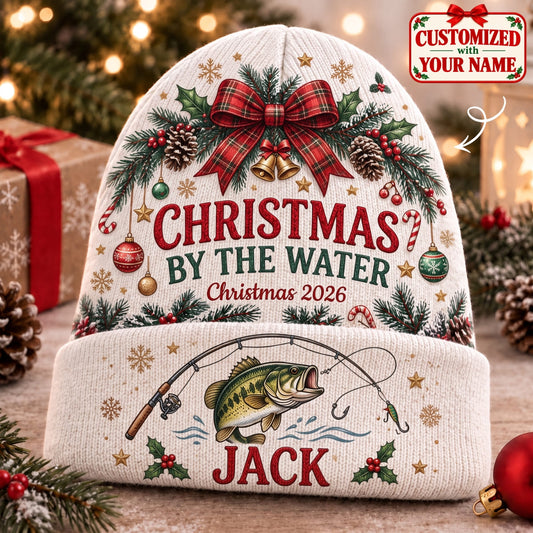Personalized Christmas By The Water Knitted Hat - Custom Name | Christmas Gift | ML01 Hobbies & Lifestyle