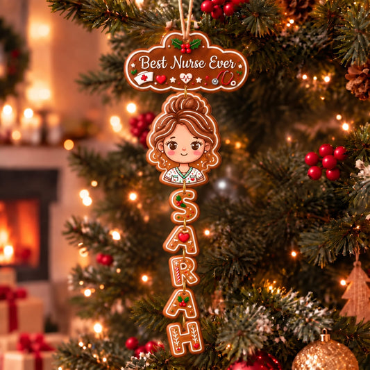 (Made In The USA) Personalized Best Nurse Ever Vertical Drop Acrylic Ornament - Custom Photo & Name | Christmas Gift | ONM03 Occupations