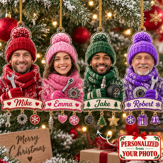 (Made In The USA) Personalized Mechanic Merry Christmas Ornament - Custom Photo & Name | Christmas Gift | ONM05 Occupations