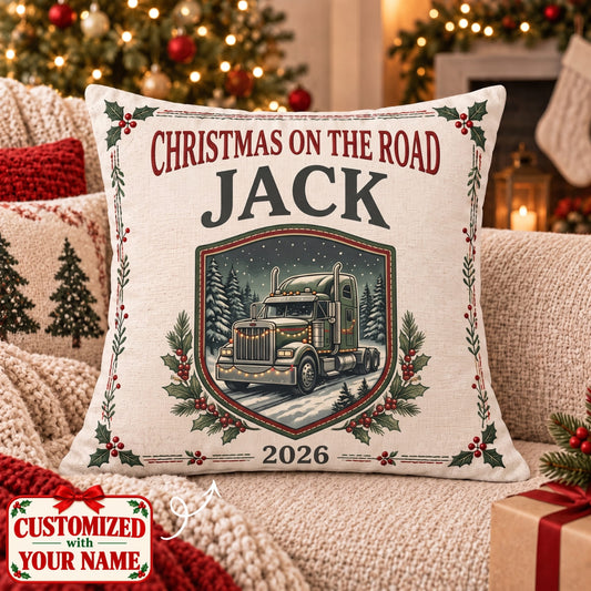 Personalized Merry Christmas Trucker Pillow - Custom Name | Christmas Gift | HPL01 Occupations