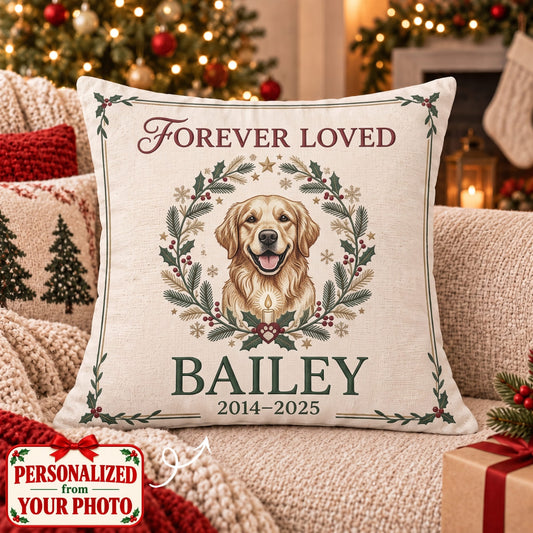 Personalized Pet Forever Loved Pillow - Custom Photo & Name | Christmas Gift | HPL01 Pets