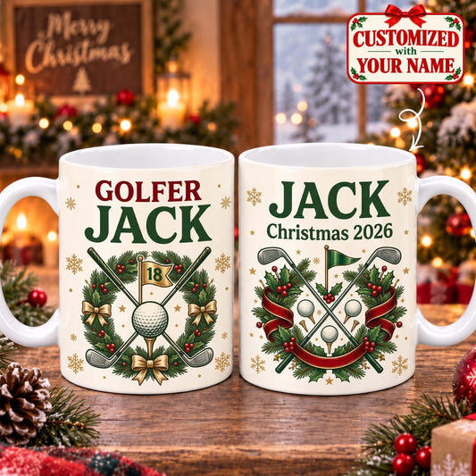Personalized Golfer Christmas Mug - Custom Name | Christmas Gift | MUG01 Hobbies & Lifestyle
