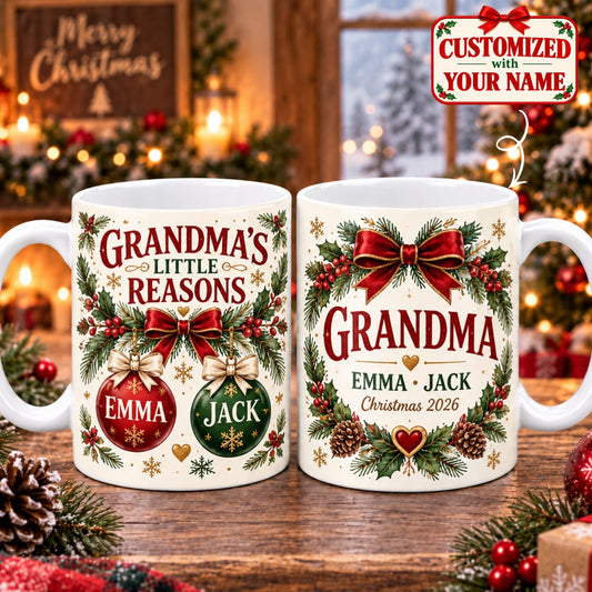 Personalized Grandma's Little Reasons Christmas Mug - Custom Name | Christmas Gift | MUG01 Family