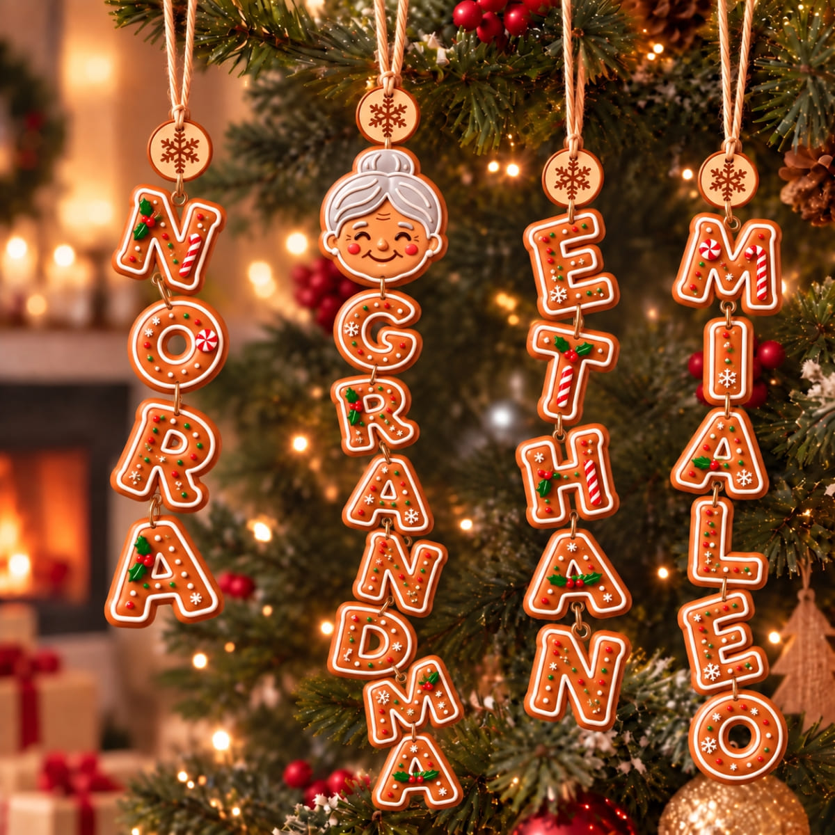 (Made In The USA) Personalized Grandma's Christmas Crew Vertical Drop Acrylic Ornament - Custom Photo & Name | Christmas Gift | ONM03 Family