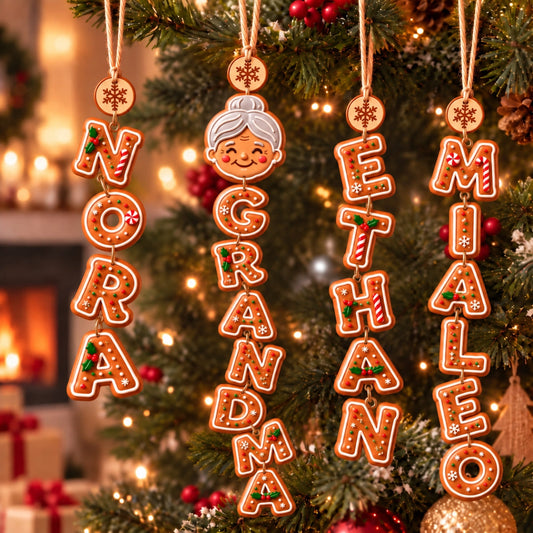 (Made In The USA) Personalized Grandma's Christmas Crew Vertical Drop Acrylic Ornament - Custom Photo & Name | Christmas Gift | ONM03 Family
