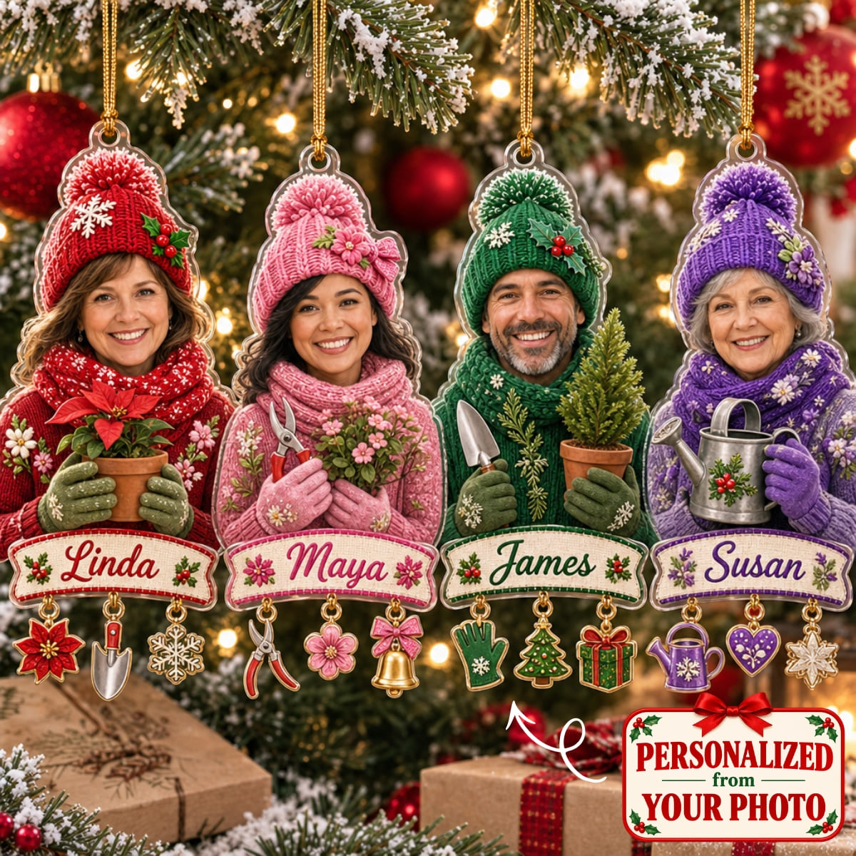(Made In The USA) Personalized Gardener Merry Christmas Ornament - Custom Photo & Name | Christmas Gift | ONM05 Hobbies & Lifestyle