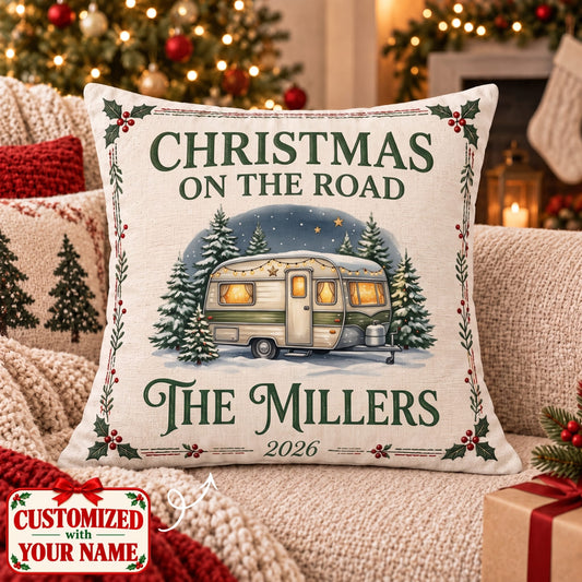 Personalized Christmas On The Road Pillow - Custom Name | Christmas Gift | HPL01 Hobbies & Lifestyle