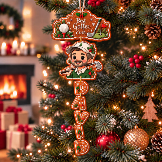 (Made In The USA) Personalized Best Golfer Ever Vertical Drop Acrylic Ornament - Custom Photo & Name | Christmas Gift | ONM03 Hobbies & Lifestyle