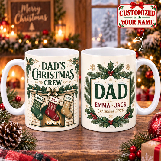 Personalized Dad's Christmas Crew Mug - Custom Name | Christmas Gift | MUG01 Family