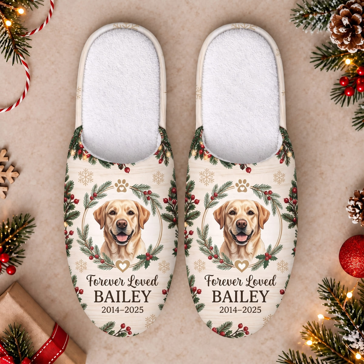 Personalized Pet Forever Loved Slippers - Custom Photo & Name | Christmas Gift | SLP01 Pets