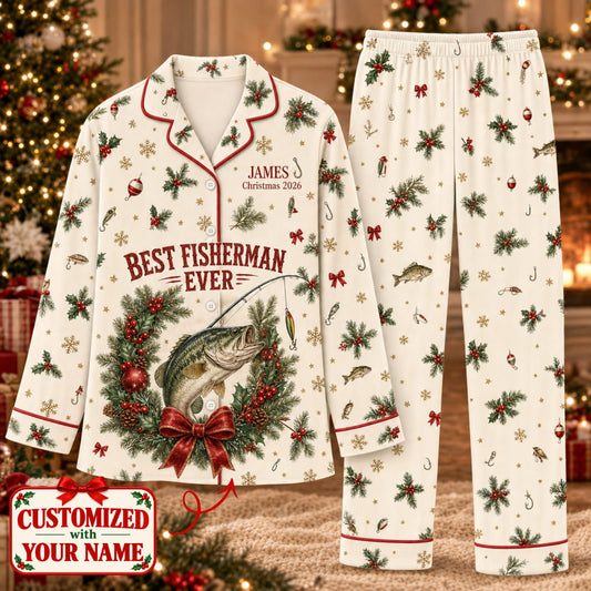 Personalized Best Fisherman Ever Long Pajama Set - Custom Name | Christmas Gift | PYM01 Hobbies & Lifestyle