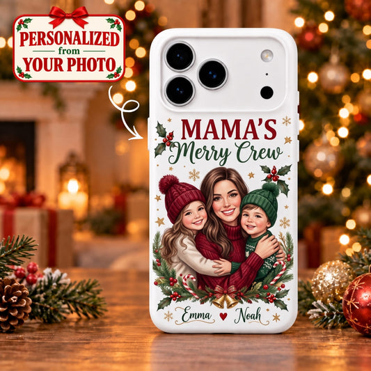 Personalized Mama's Christmas Crew iPhone Case - Custom Photo & Name | Christmas Gift | PHC01 Family