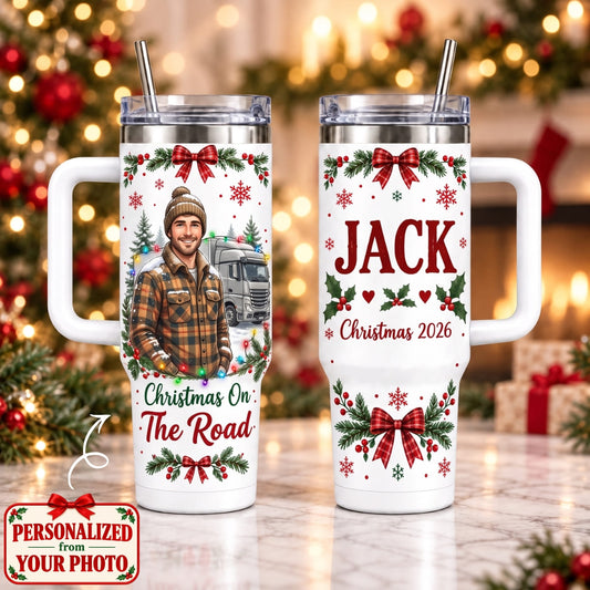 Personalized Trucker Christmas 40oz Tumbler with Handle – Custom Photo & Names | Christmas Gift | TBL01 Occupations