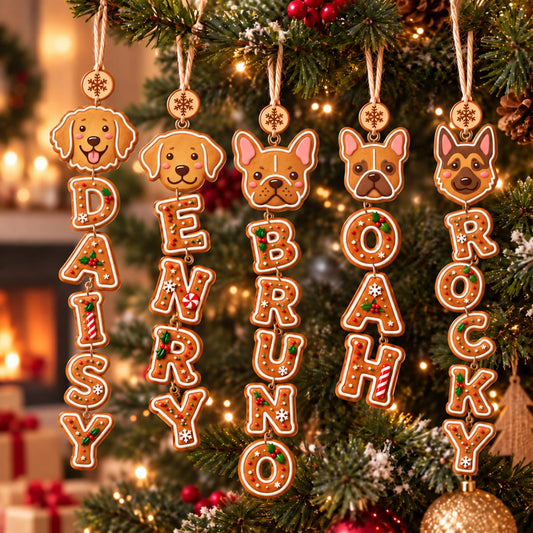 (Made In The USA) Personalized Dog Christmas Vertical Drop Acrylic Ornament - Custom Photo & Name | Christmas Gift | ONM03 Pets
