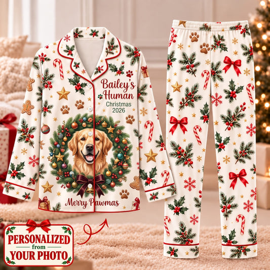 Personalized Christmas With My Dog Long Pajama Set - Custom Photo & Name | Christmas Gift | PYM01 Pets