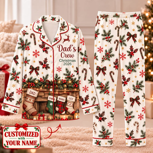Personalized Dad's Christmas Crew Long Pajama Set - Custom Name | Christmas Gift | PYM01 Family