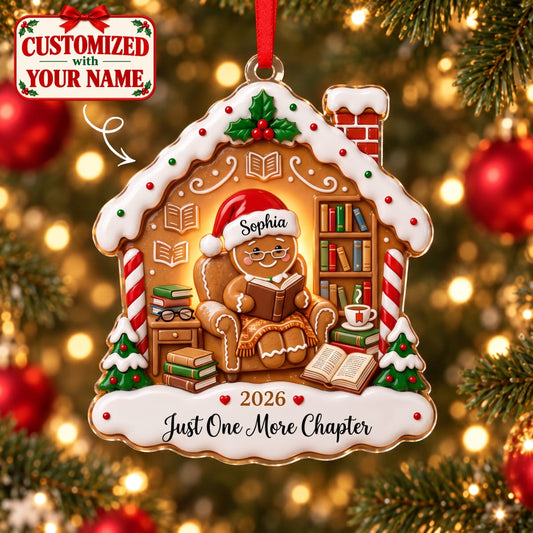 (Made In The USA) Personalized Book Lover Christmas Gingerbread House Acrylic Ornament - Custom Name | Christmas Gift | ONM02 Hobbies & Lifestyle