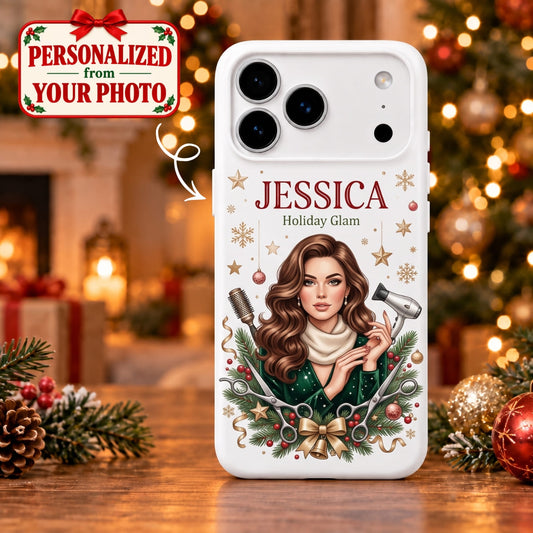 Personalized Christmas Hair Stylist iPhone Case - Custom Photo & Name | Christmas Gift | PHC01 Occupations