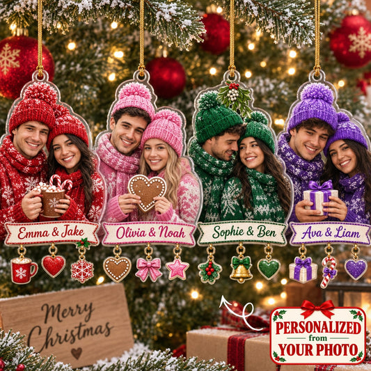 (Made In The USA) Personalized Couple Christmas With You Ornament - Custom Photo & Name | Christmas Gift | ONM05 Couples