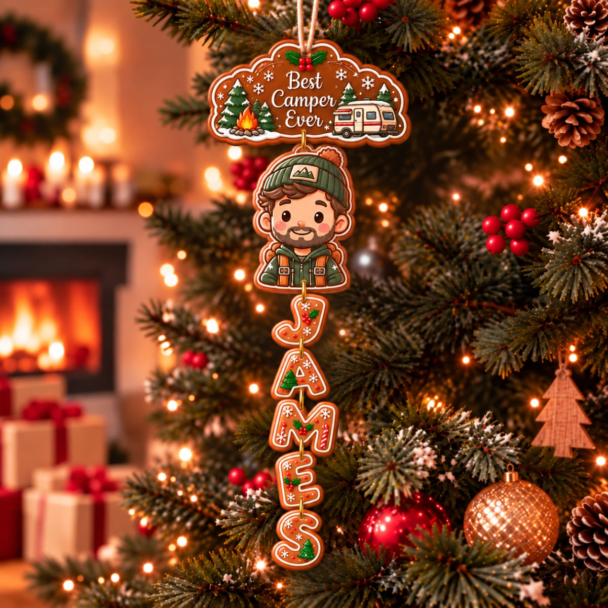 (Made In The USA) Personalized Best Camper Ever Vertical Drop Acrylic Ornament - Custom Photo & Name | Christmas Gift | ONM03 Hobbies & Lifestyle