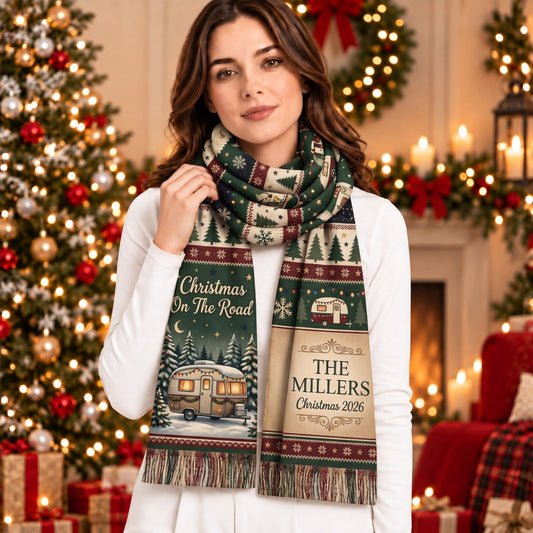 Personalized Christmas On The Road Scarf - Custom Names | Christmas Gift | SCT01 Hobbies & Lifestyle