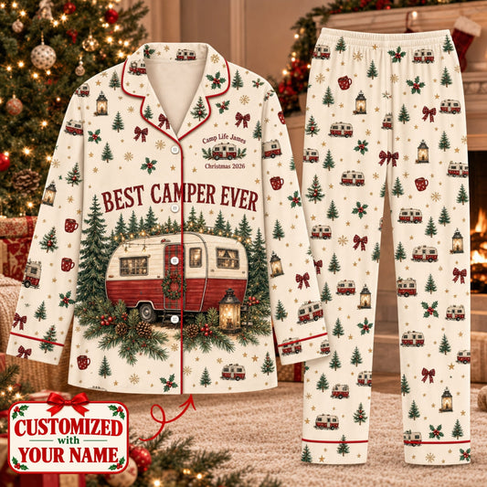 Personalized Best Camper Ever Long Pajama Set - Custom Name | Christmas Gift | PYM01 Hobbies & Lifestyle