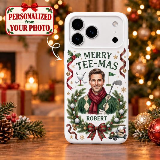 Personalized Golfer Merry Christmas iPhone Case - Custom Photo & Name | Christmas Gift | PHC01 Hobbies & Lifestyle