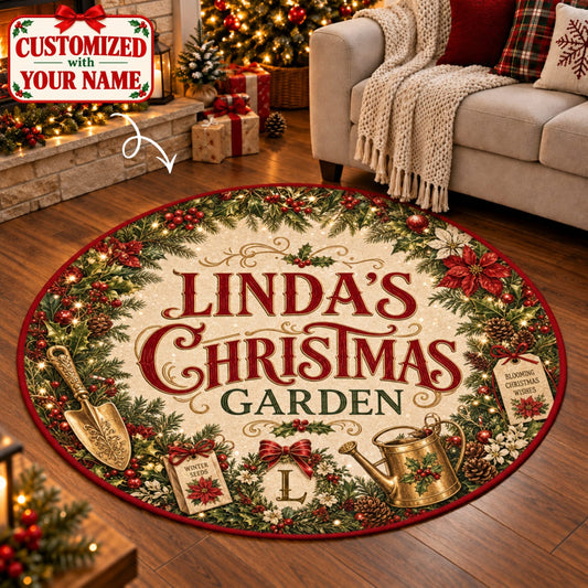 Personalized Gardener Christmas Round Rug - Custom Name | Christmas Gift | RRD01 Hobbies & Lifestyle