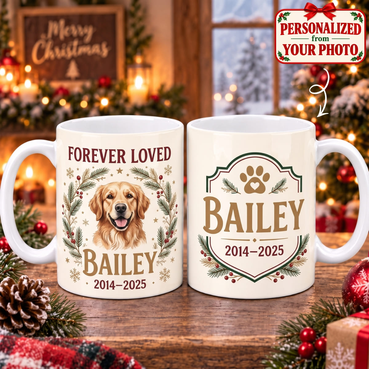 Personalized Pet Forever Loved Mug - Custom Photo & Name | Christmas Gift | MUG01 Pets