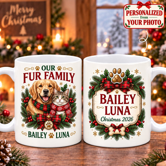 Personalized Pet Our Fur Family Mug - Custom Photo & Name | Christmas Gift | MUG01 Pets