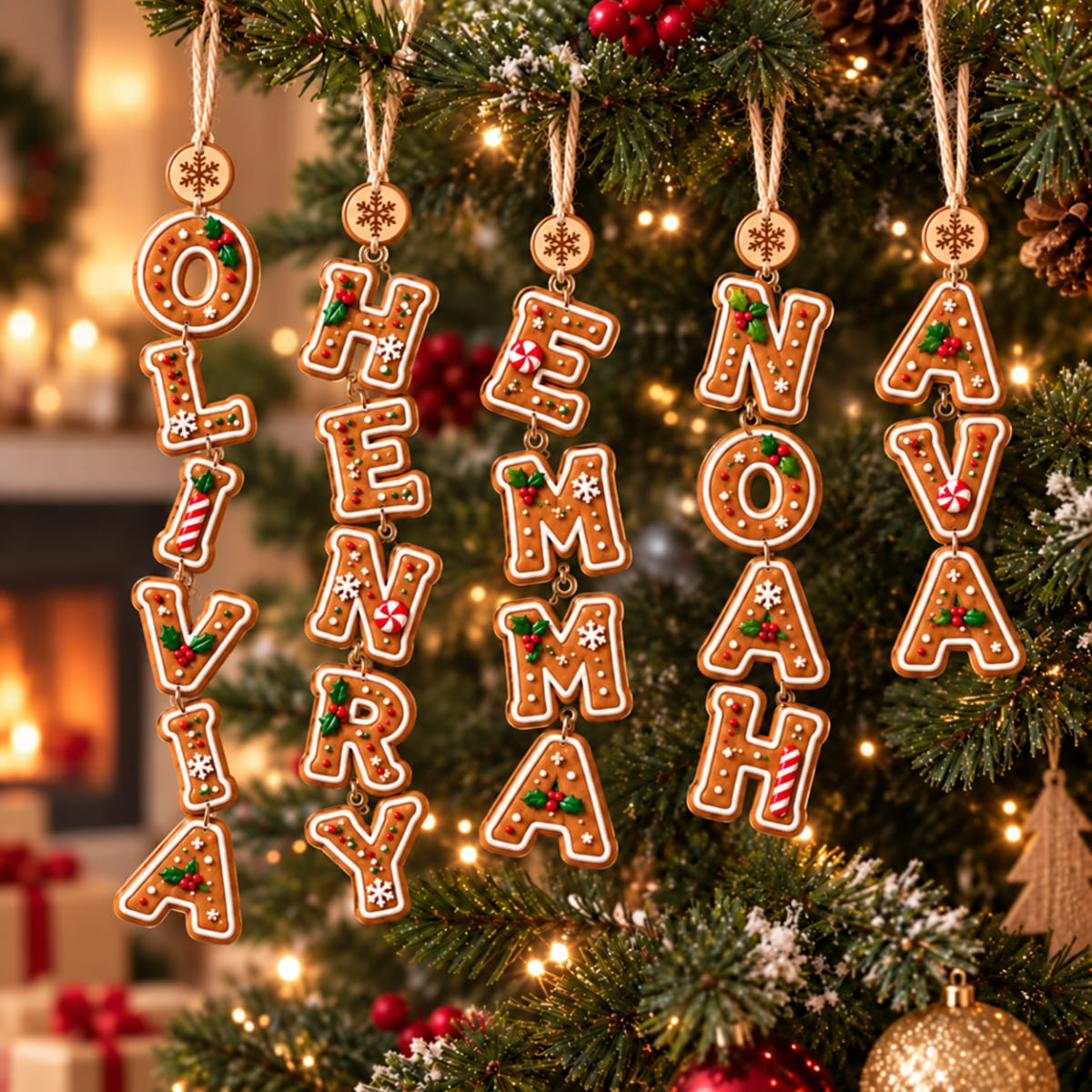 (Made In The USA) Personalized Family Christmas Vertical Drop Acrylic Ornament - Custom Name | Christmas Gift | ONM03 Family