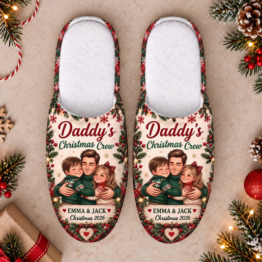 Personalized Daddy's Christmas Crew Slippers - Custom Photo & Name | Christmas Gift | SLP01 Family