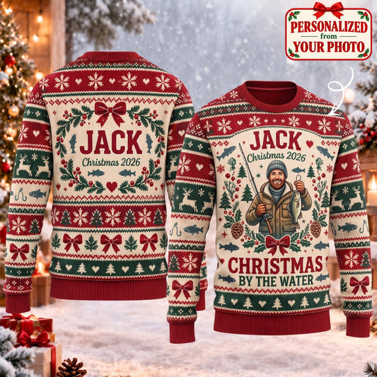 Personalized Christmas By The Water Ugly Sweater - Custom Photo & Names | Christmas Gift | UGS01 Hobbies & Lifestyle