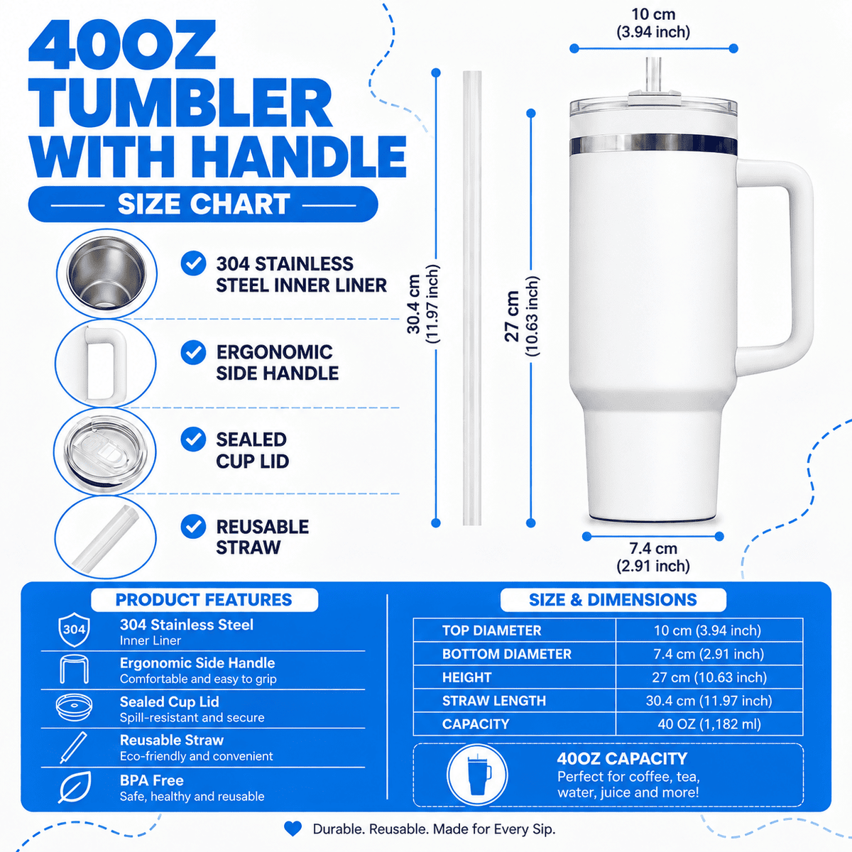 Personalized Our First Christmas Married 40oz Tumbler with Handle – Custom Photo & Names | Christmas Gift | TBL01 Couples